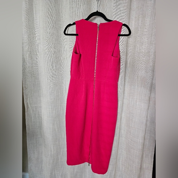 Gabrielle union pink split dress 2 New York company pink midi work date - Picture 4 of 6